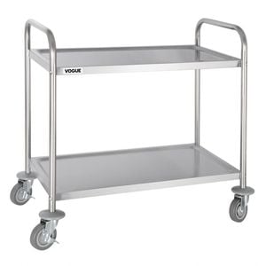 Vogue Clearing Trolley Stainless Steel 2 Tier Medium Commercial Kitchen Utility Storage