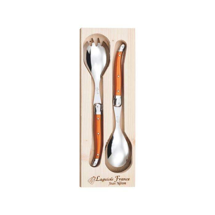 Laguiole Jean Neron Salad Server Set - Orange