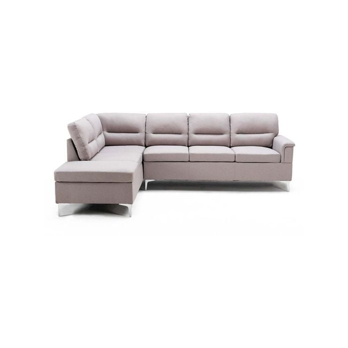 Foret 5 Seater Sofa L Shape Lounge Couch - Grey Light