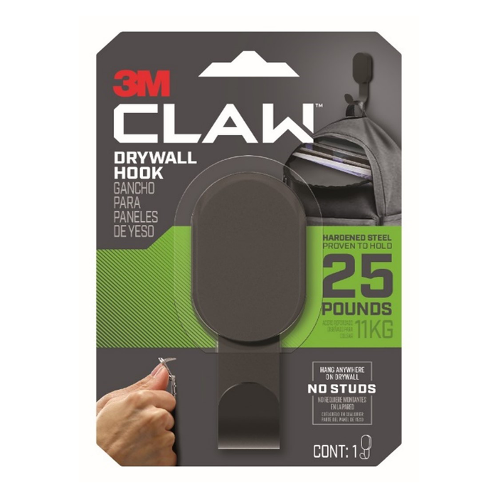 3M 11kg Black CLAW Plasterboard Wall Hook