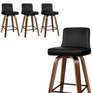 ALFORDSON Set of 4 Swivel Bar Stools Bailey Kitchen Wooden Dining Chair BLACK