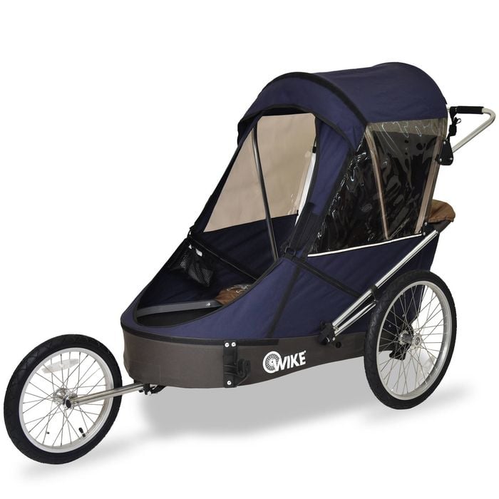 Vivere Wike Special Needs Large Bike Trailer with Stroller & Jogging Kit - Navy & Brown