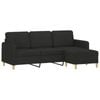 vidaXL 3-Seater Sofa 3-Seater Couch with Footstool Sofa Chair Black Fabric