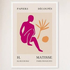 Galrie Papiers Découpés H. Matisse Art Print Pink Silhouette (1955), White Frame, A0 84 x 119cm (33 x 47inch)