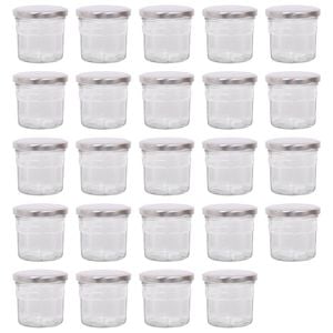 Argon Tableware 130ml Glass Jam Jars With Airtight Silver Lids - Set Of 24 Empty Screw Top Kitchen Storage Preserving Jar