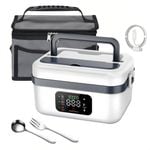 Catzon 1L Cordless Electric Heated Lunch Box Rechargeable Food Warmer-White