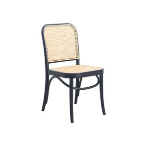 benssur VIENNA Set of 2 Solid Ash Rattan Dining Chairs Black