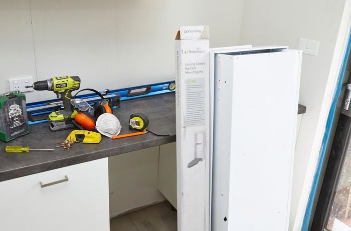 The tools and materials you need to install an ironing centre.