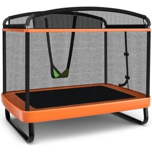 Costway 2-IN-1 Kids Trampoline w/Enclosure security Net Pad & Swing Orange