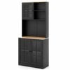 Costway Kitchen Buffet Sideboard Hutch Countertop 183cm Glass Black