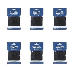 6pk Malli Sewing Soft Elastic Band Flexible Diy Sewing Cord 25mm X 1.5m Assorted