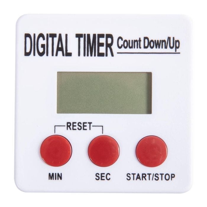 Nisbets Essentials Kitchen Timer Magnetic Digital Countdown White 70x70x25mm