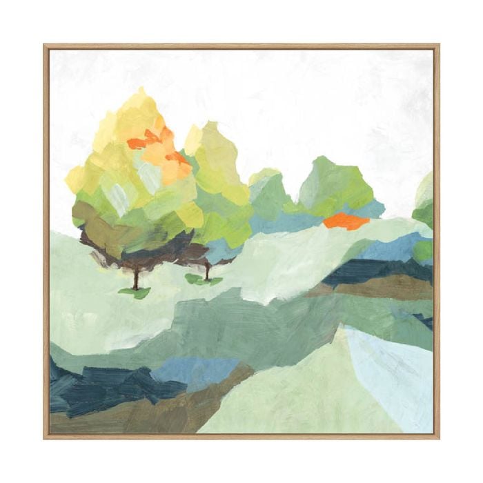 Artey | Blocked II - Framed Canvas - Natural Frame - 64 x 64cm