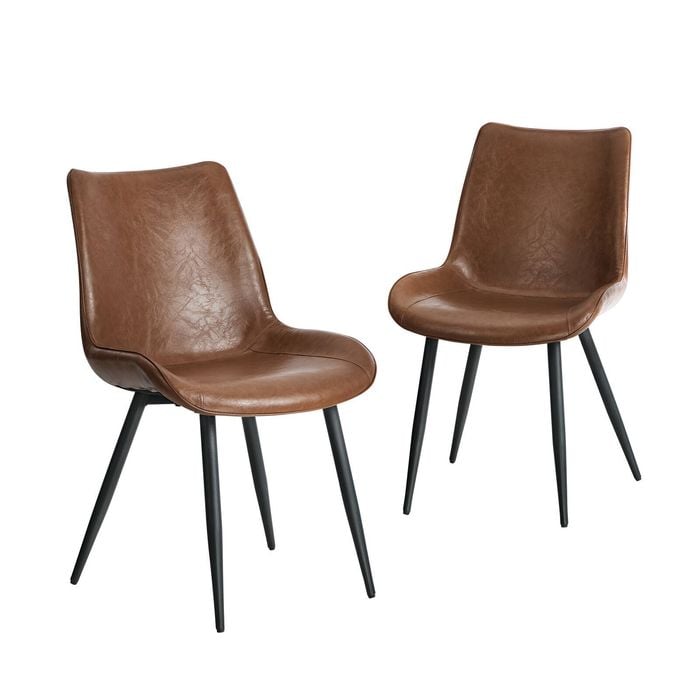 Oikiture Set of 2 Dining Chairs Kitchen Accent Chairs Upholstered PU Leather