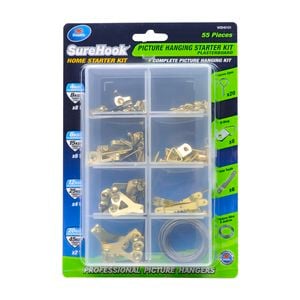 Zenith 4 / 45kg Brass Plated SureHook 55 Piece Plasterboard Picture Hanging Starter Kit