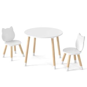 Costway Round Activity Table Chair Set Play Art Reading Eating White