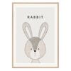 Galrie Charming Minimalist Rabbit Art Print for Modern Decor, Wood Frame, 50 x 70cm (20 x 28inch)