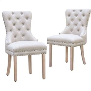 Alfordson 2x Dining Chairs Fabric Beige