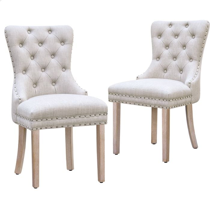 Alfordson 2x Dining Chairs Fabric Beige