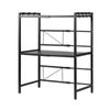 Artiss 2-Tier Kitchen Bakers Rack 40-60CMX78CM with Hooks Adjustable Metal Microwave Stand Black
