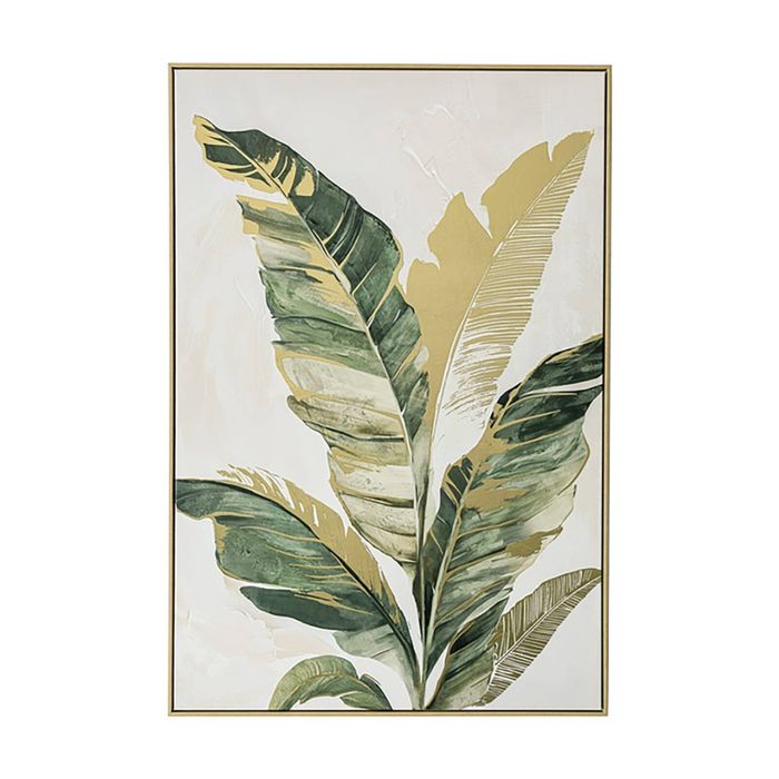 Urban Style Brushmarks Gold Foiled Canvas Print Artwork Palm 825x1225mm