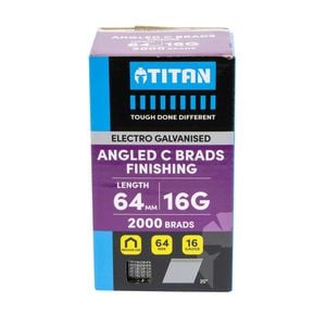 Titan 64 x 1.6mm Electro Galvanised 20 Angled Collated Nail C Brads - Pack 2000