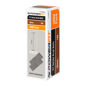 PowerFit 50mm C1 Series Electro-Galvanised Brad Nails - 2,000 Pack