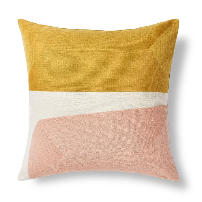 Cadence & Co. Lawrence Crewel Embroidered Cushion 45x45cm Mustard/Pink