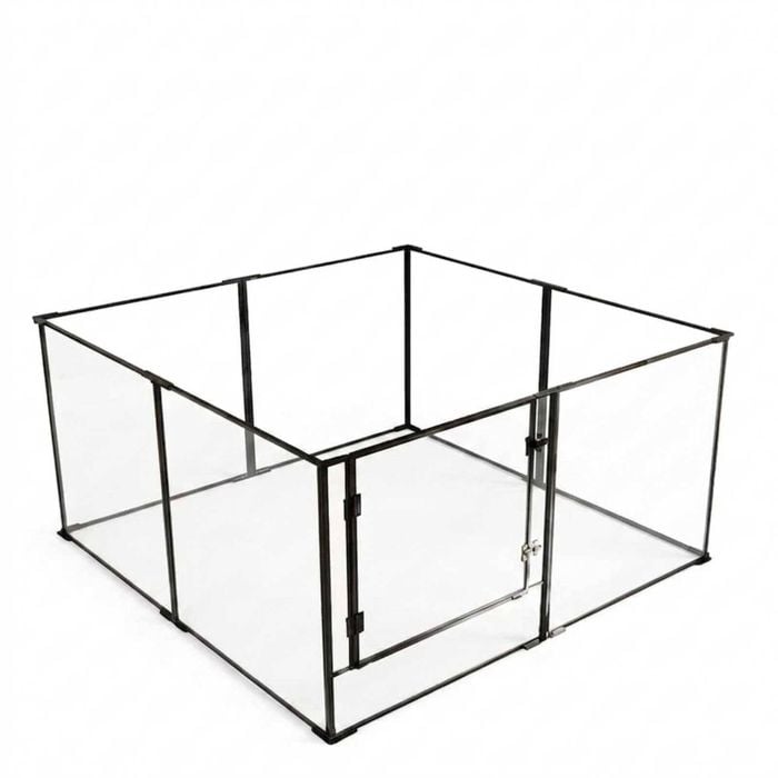 P&p Black Transparent Acrylic Pet Playpen Heavy Duty Dog Fence With Door Panel