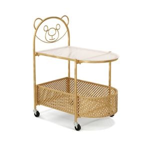 Costway 2-tier Rolling Side Table Round End Table Storage Cart - Gold