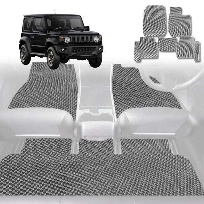 6D Diamond Car Floor Mats for Suzuki Jimny 2018-Current Manual-Full Set-Grey-Outback GT