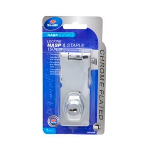 Zenith Hasp & Staple Lockable 100mm Crome Plated WGA0090