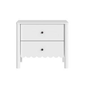 Cosmoliving White 2 Drawer Bedside Table With Scalloped Cloud Edge