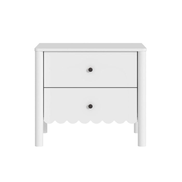 Cosmoliving White 2 Drawer Bedside Table With Scalloped Cloud Edge