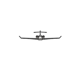 Ignite Laser Bombardier Global 7500 - Ultra-Long-Range Business Jet Silhouette Metal Wall Art Coated Black 15.7 inch - 40 cm