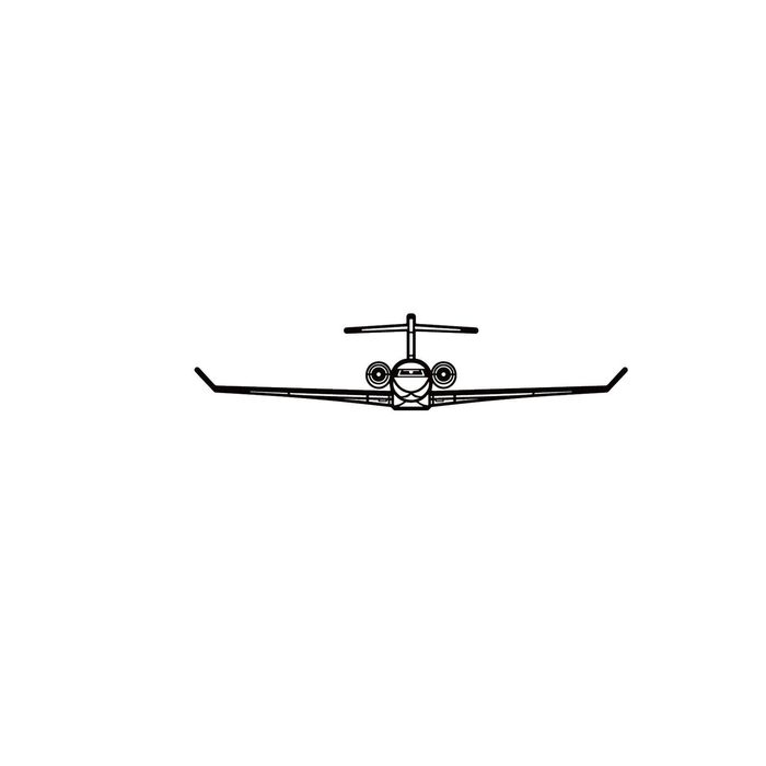 Ignite Laser Bombardier Global 7500 - Ultra-Long-Range Business Jet Silhouette Metal Wall Art Coated Black 15.7 inch - 40 cm