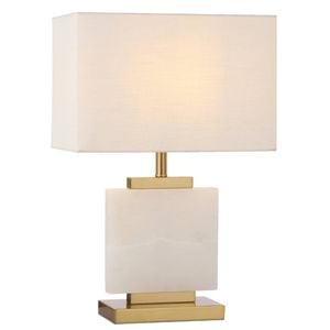 Telbix Dana Contemporary Table Desk Lamp Light Metal Marble Fabric Gold White Marble Ivory Polished