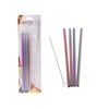 Appetito Set 4 Metallic Rainbow Straight Stainless Steel Straws + Cleaning Brush