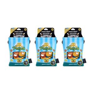 3x Paws And Claws Snack Surprise Pretzels Pet Dog Chew Squeaker Toy 20x14.5x5cm