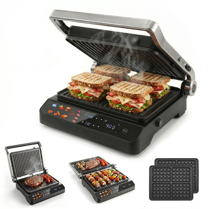 YOPOWER 2-IN-1 Sandwich & Waffle Maker
