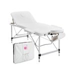 Forever Beauty White Portable Beauty Massage Table Bed Therapy Waxing 3 Fold 70cm Aluminium