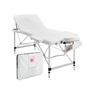 Forever Beauty White Portable Beauty Massage Table Bed Therapy Waxing 3 Fold 70cm Aluminium