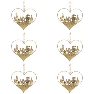 6x LVD Metal Santa Sack Hanger Ornament Christmas Holiday Decor 19x17cm Gold