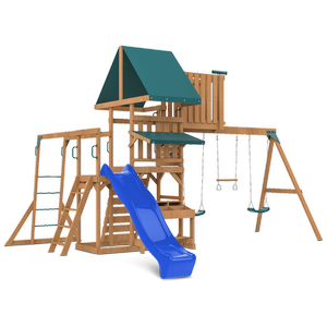 Lifespan Kids Walton Swing Set Cubby Play Centre With 2.2m Blue Slide