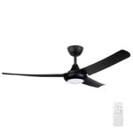 Brilliant 132cm Black Matt Duque 3 Blade DC Ceiling Fan With Light Tone Changing LED Light And Remote