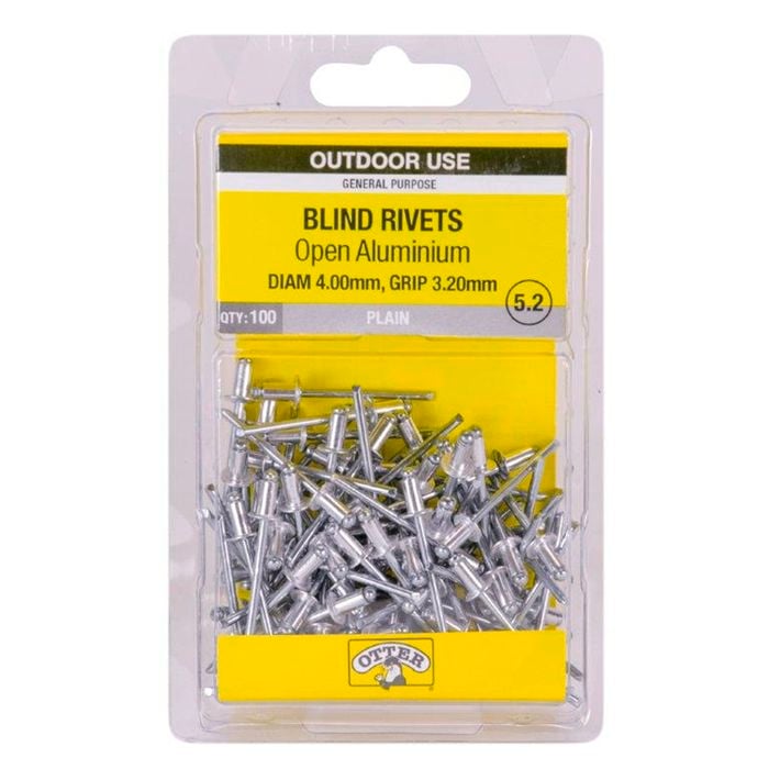 Otter 4.0 x 3.2mm Open Aluminium Blind Rivets - 100 Pack