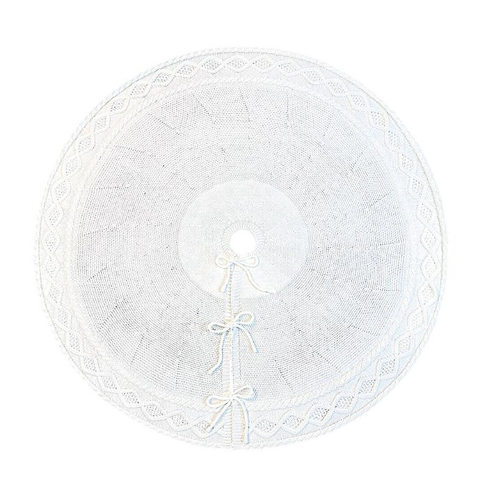 Catzon Christmas Tree Skirt 48inch Knitted White Xmas Tree Mat