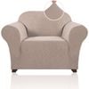 Smarcute 1 Seater High Stretch Jacquqard Textured Sofa Cover Sand