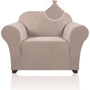 Smarcute 1 Seater High Stretch Jacquqard Textured Sofa Cover Sand