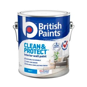 British Paints White Matt Clean And Protect Interior Paint - 2L